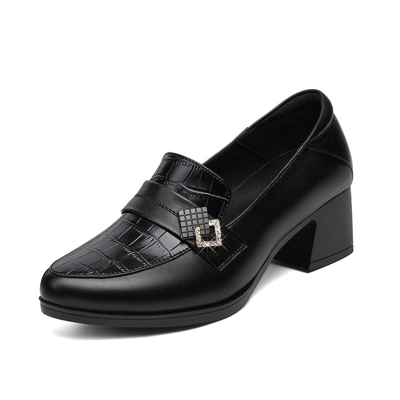 Damen Elegante Mokassins mit modischem Schmuckdetail und bequemen Blockabsatz R&B