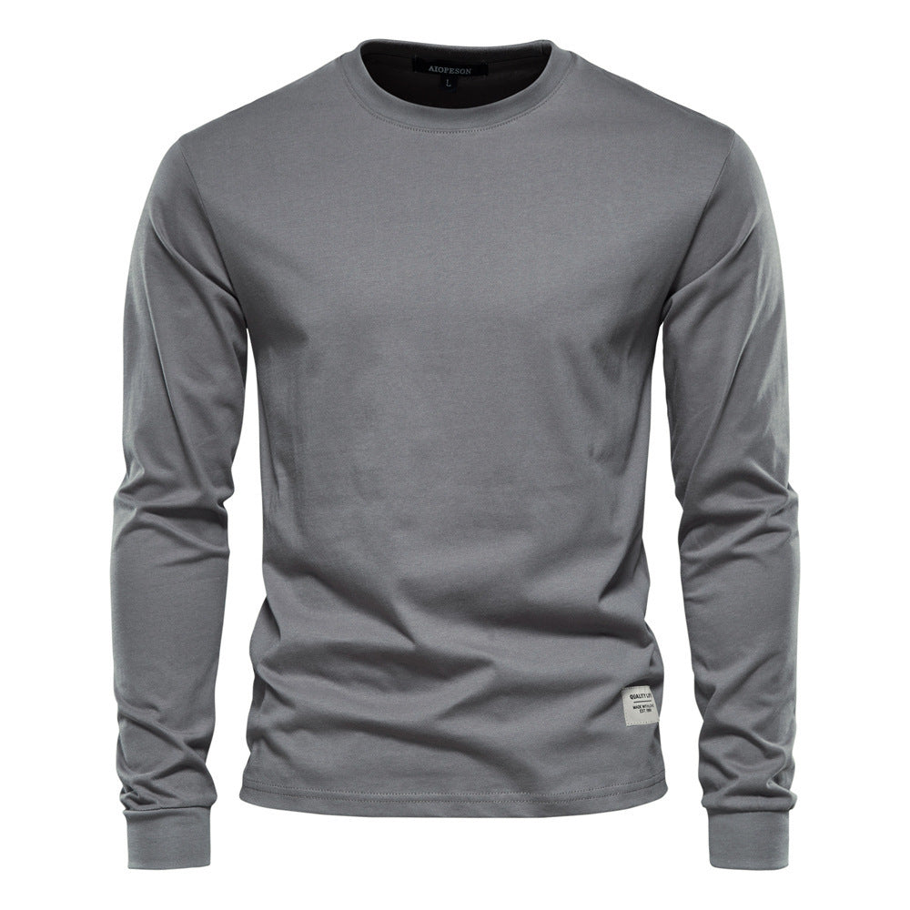 Herren nan klassisches langärmliges Baumwollshirt mit Rundhalsausschnitt und elastischen Bündchen R&B