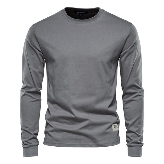 Herren nan klassisches langärmliges Baumwollshirt mit Rundhalsausschnitt und elastischen Bündchen R&B