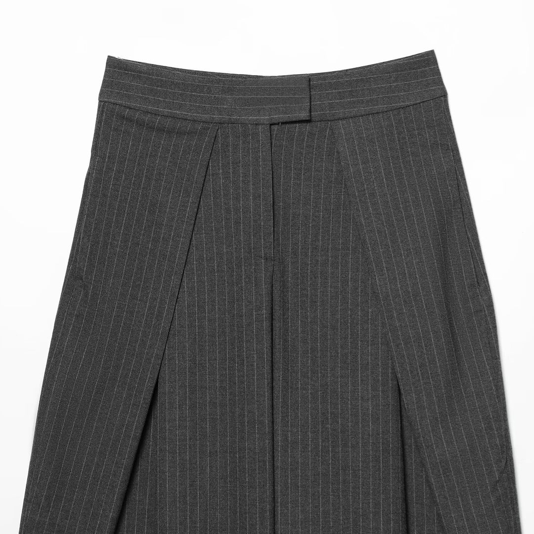 Damen weite Anzughose mit modischem Streifenmuster und eleganter Faltenlegung R&B