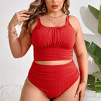 Damen Hochtailliertes Bikini-Set mit raffiniertem Rippendesign R&B