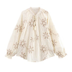Damen Bluse mit floralem Stickmuster und eleganten Quasten R&B