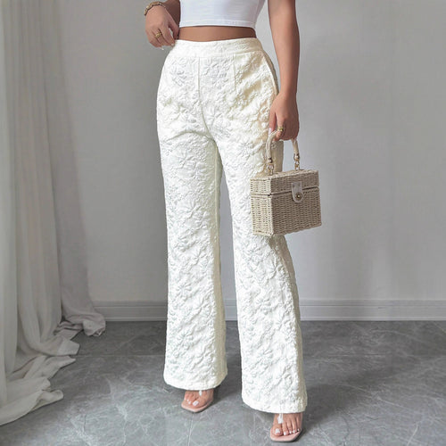 Damen Elegante Stoffhose mit hochgezogenem Schnitt und floralem Muster R&B