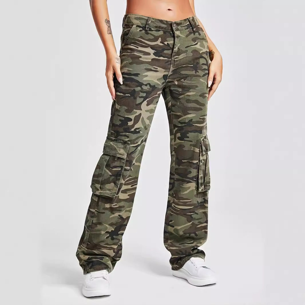 Damen Cargo-Hose im urbanen Camouflage-Stil mit praktischen Seitentaschen R&B
