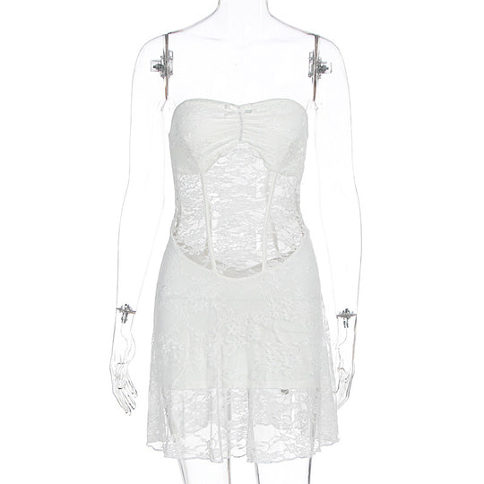 Damen Spitzenkleid mit Cut-Out-Design und tiefem Ausschnitt R&B