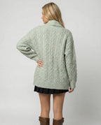 Damen gemütliche Langstrickjacke mit softem Flauschgarn, extrabreiter Silhouette und dekorativer Knopfleiste R&B