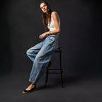 Damen Oversized Jeans im lässigen Schnitt mit modischen Details R&B