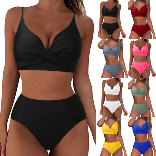 Damen Hochtailliertes Bikini-Set mit raffiniertem Twist-Oberteil R&B