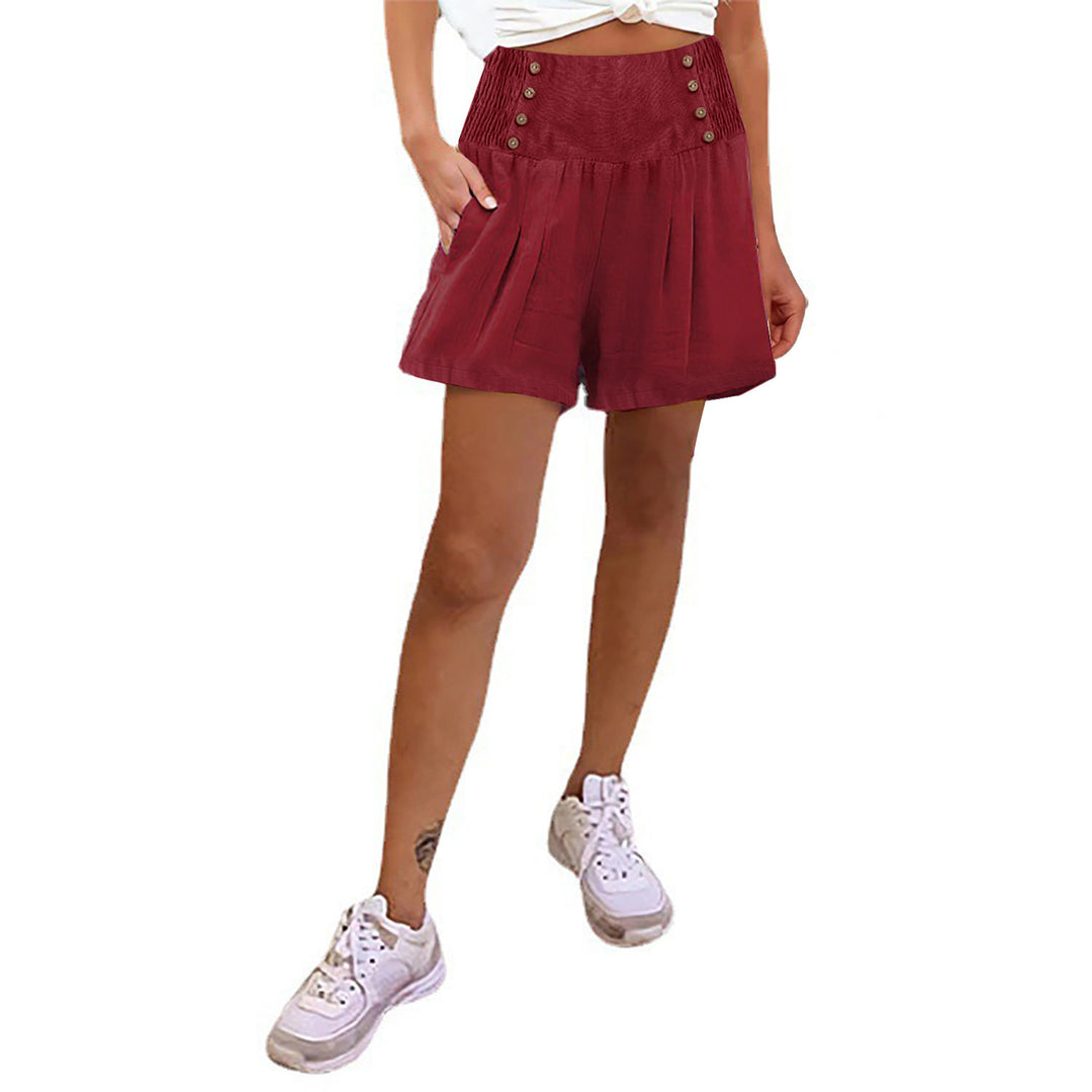 Damen elegante Shorts mit hohem Bund und Knopfdetail R&B