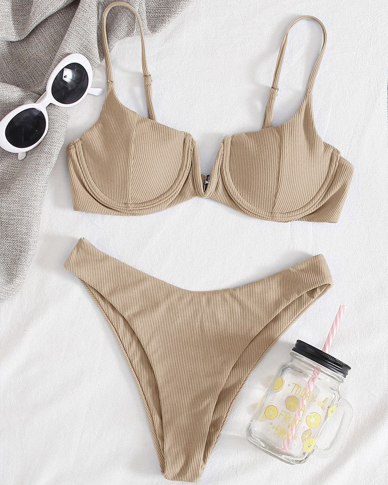 Damen Push-Up-Bikini mit elegantem Rippendesign R&B
