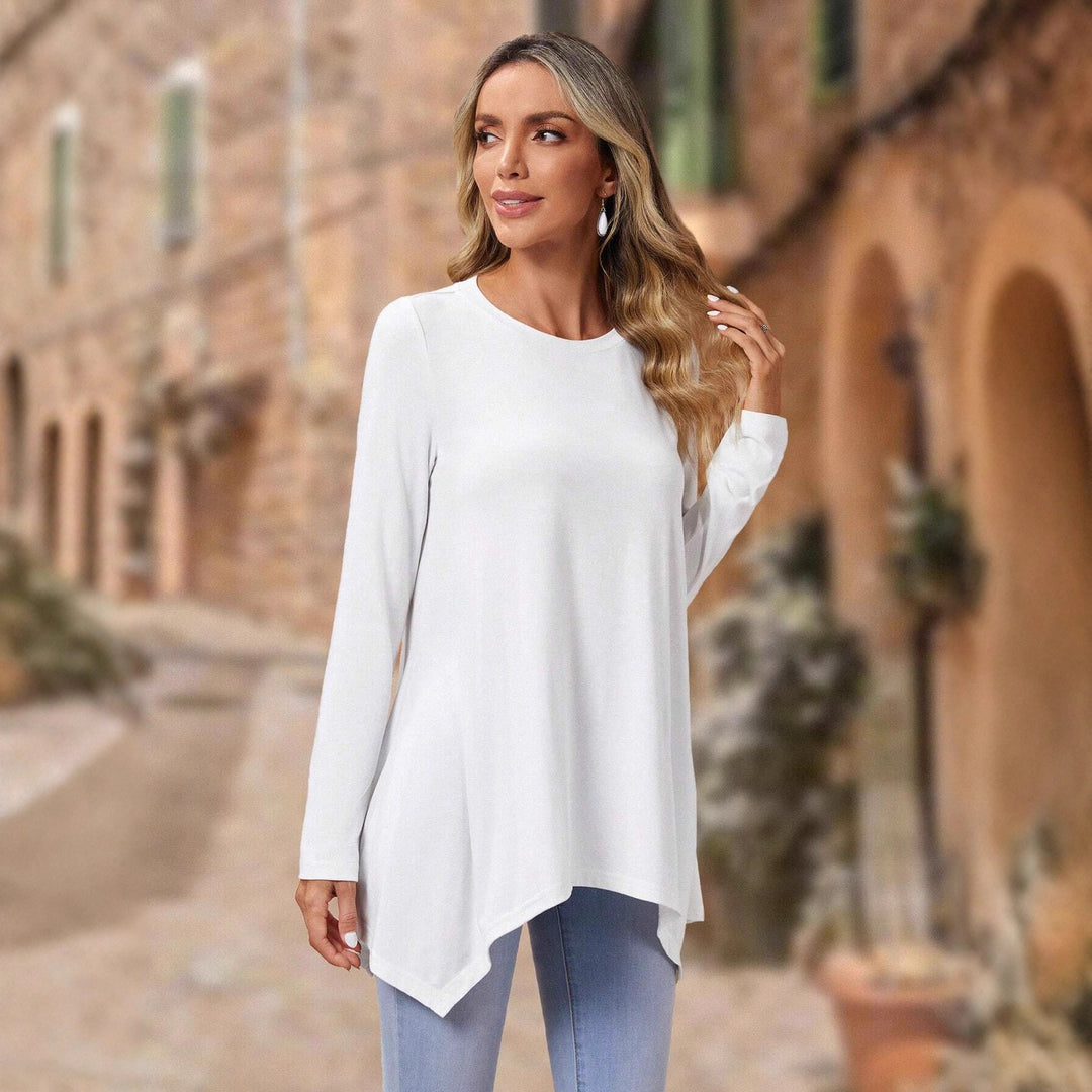 Damen langes Oberteil mit asymmetrischem Saum und lockerem Schnitt R&B