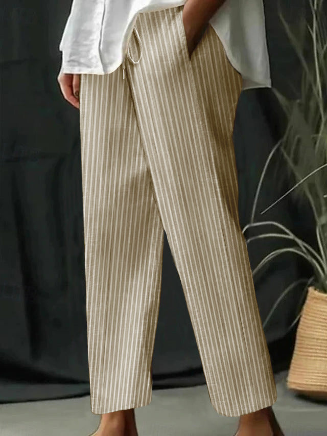 Damen Freizeithose mit gestreiftem Design und komfortablem Bund R&B