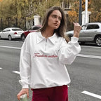 Damen Oversized Fleece-Hemd mit Reißverschluss und elegantem Schriftzug R&B
