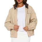 Damen Sportliche Utility-Jacke mit leichtem Material und hohem Kragen R&B