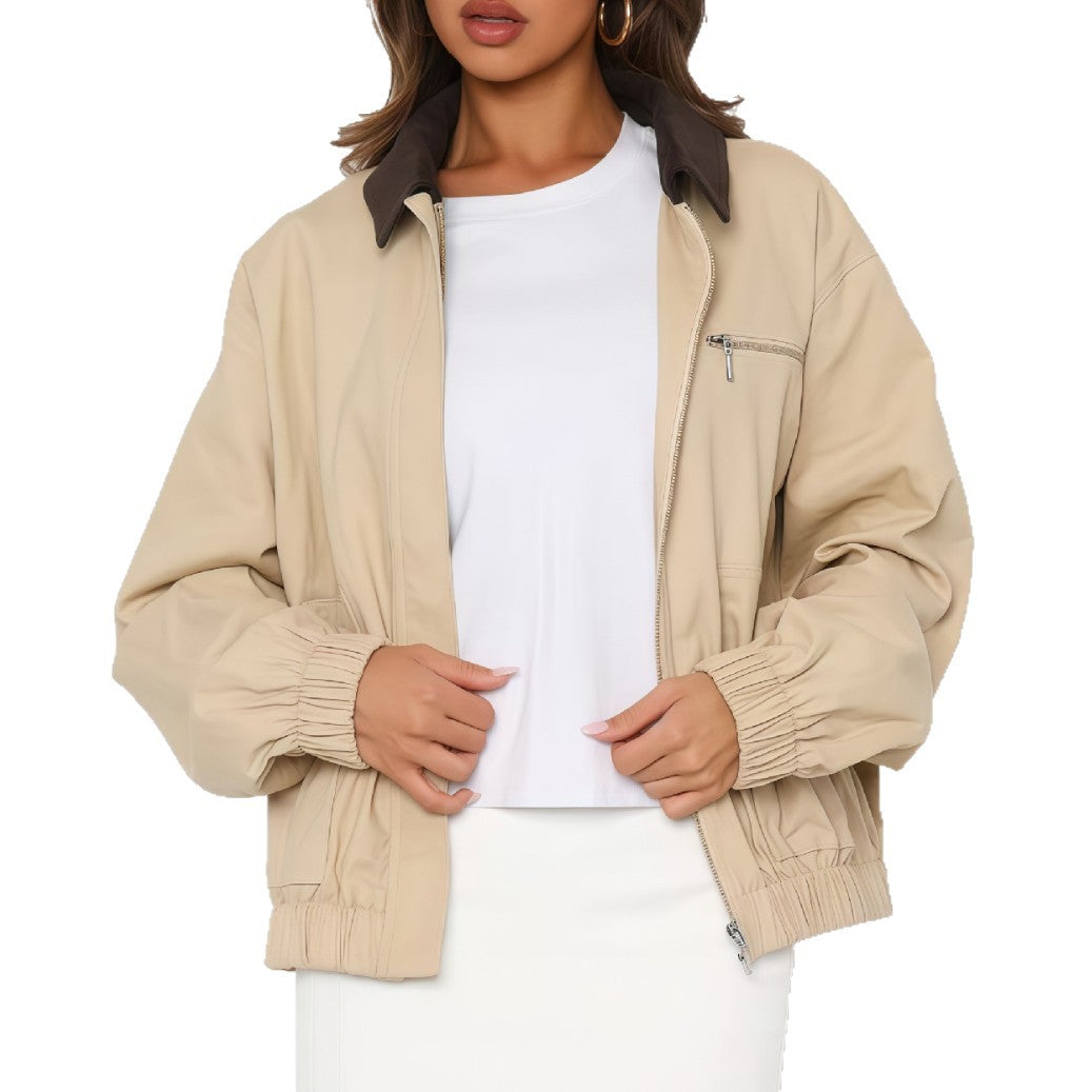 Damen Sportliche Utility-Jacke mit leichtem Material und hohem Kragen R&B