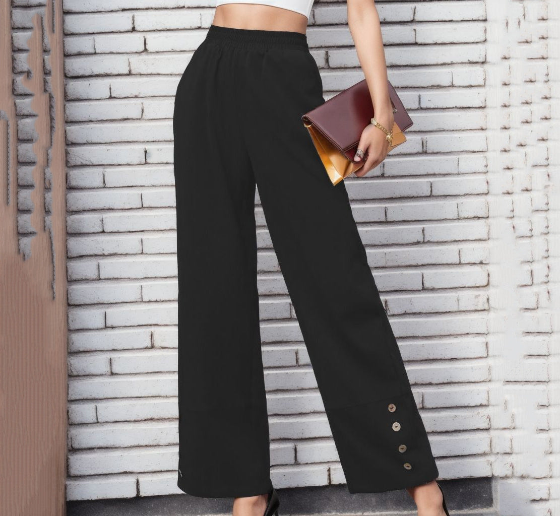 Damen Weite Chino-Hose mit Knopfdetails R&B