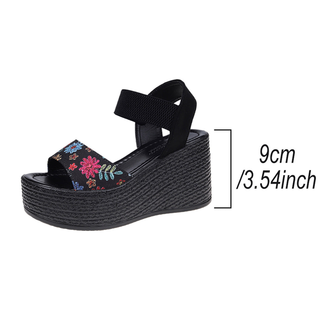 Damen Wedge-Sandalen mit floralem Design und elastischen Riemen R&B