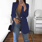 DamenStylische Blazerjacke mit glänzenden Knopfdetails und großzügigen Taschen R&B