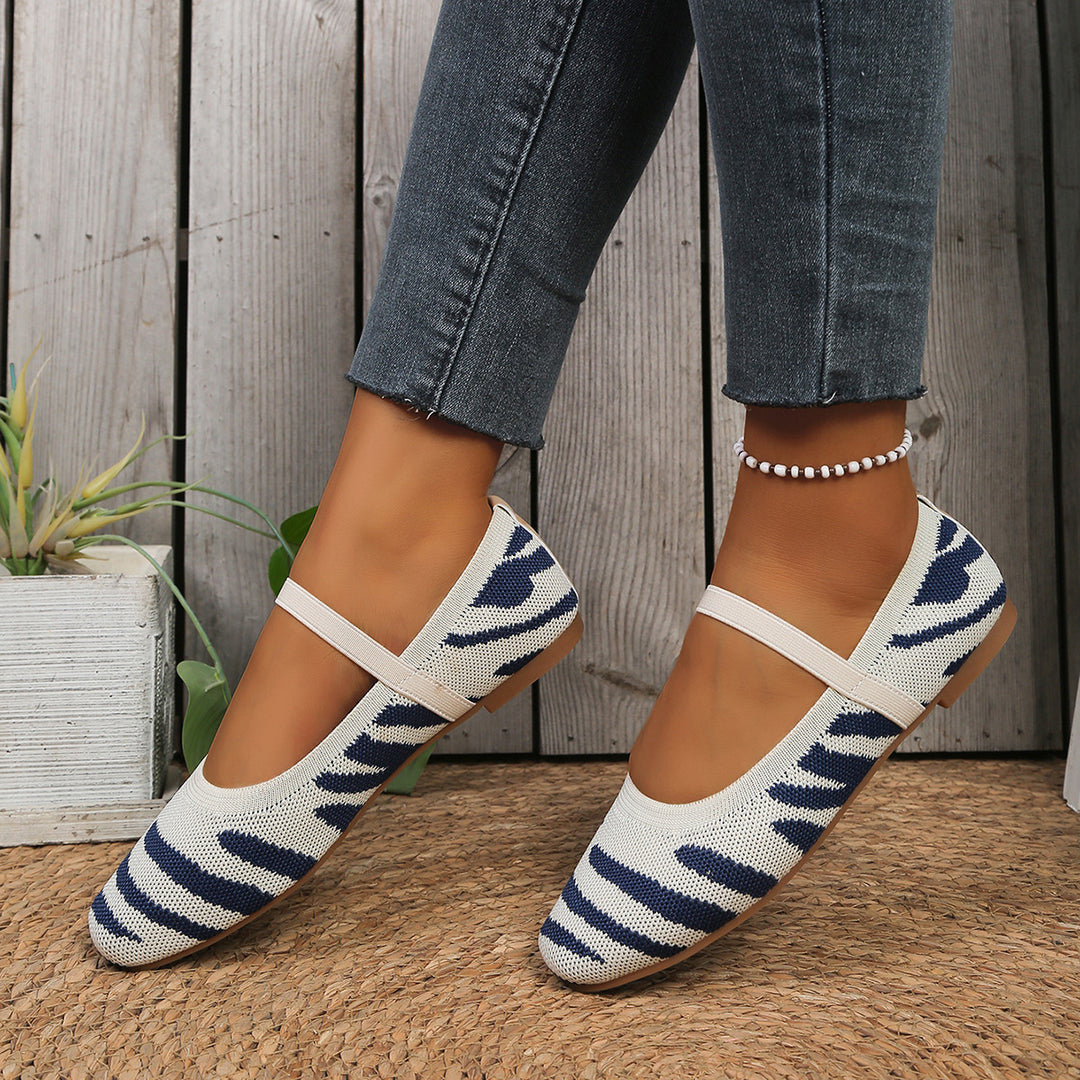 Damen Ballerinas mit elastischem Riemen und modischem Tiermuster R&B