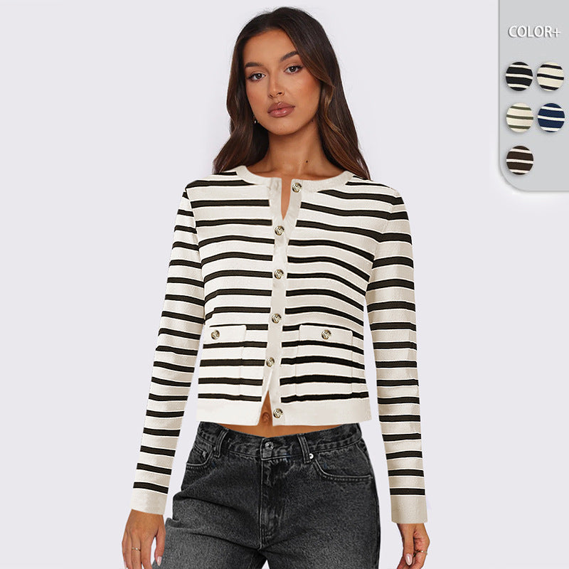 Damen gestreifte Kurzjacke R&B