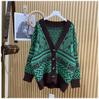 Damen Übergroße Strickjacke mit geometrischem Muster R&B