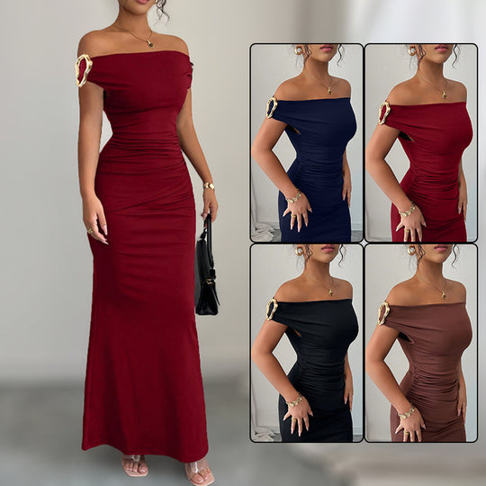 Damen Wickelmaxikleid mit schmalem Schnitt und auffälligen Details R&B