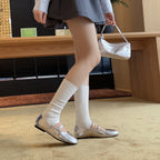 Damen Elegante Ballerinas mit doppeltem Riemchen aus hochwertigem Metallic-Leder R&B