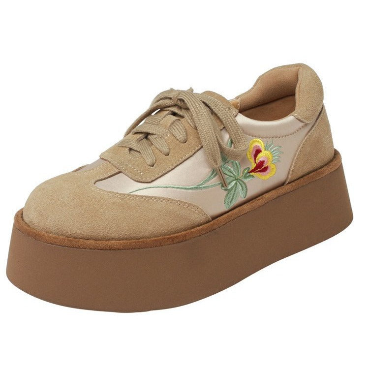 Damen modische Plateau-Sneaker mit floralen Applikationen und dämpfendem Fußbett R&B