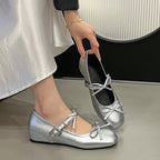 Damen Elegante Ballerinas mit modischem Riemen und Punkte-Design R&B