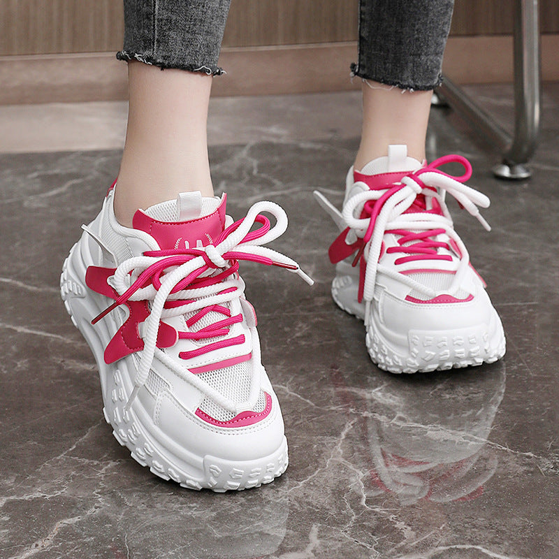 Damen trendige Chunky Sneaker mit dämpfendem Sohlenprofil und atmungsaktiver Oberfläche R&B