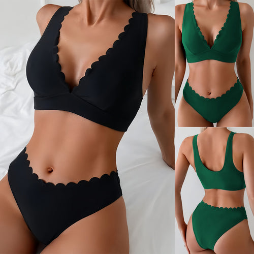 Damen Bikini mit dezentem Wellenmuster R&B