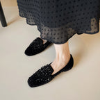 Damen Ballerinas mit funkelnden Strassapplikationen