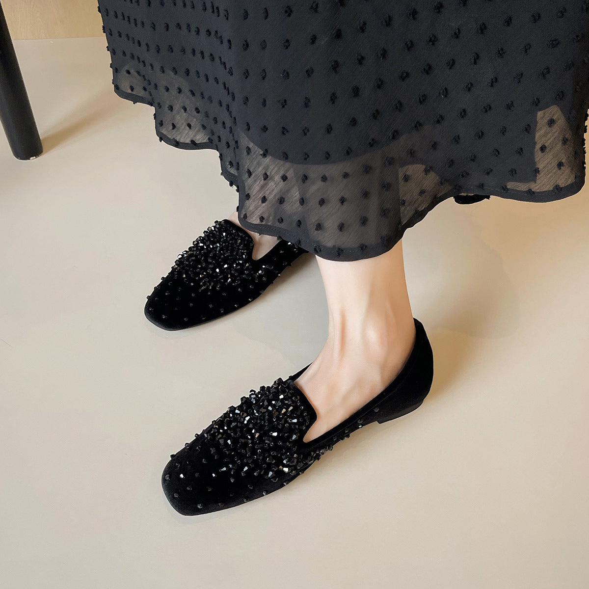 Damen Ballerinas mit funkelnden Strassapplikationen