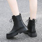 Damen robuste Schnürstiefel mit hoher Sohle und praktischem Design R&B