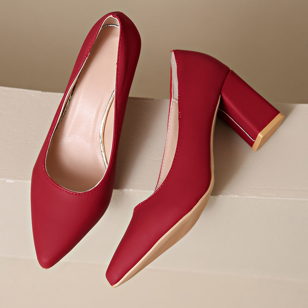 Damen Elegante Pumps mit modischem Blockabsatz und spitzem Design R&B