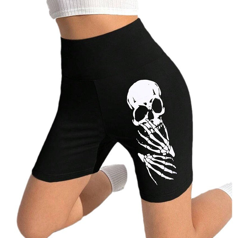 Damen Sportliche Radlerhose mit auffälligem Skelett-Print R&B