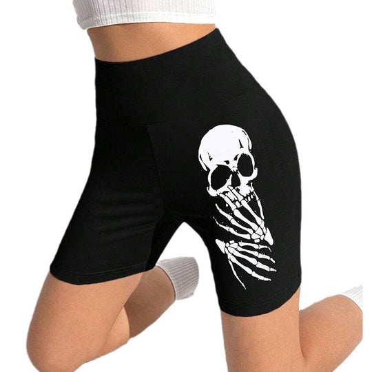 Damen Sportliche Radlerhose mit auffälligem Skelett-Print R&B