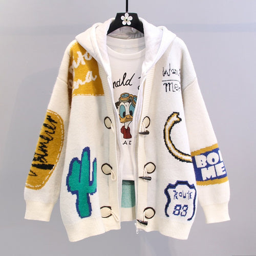 Damen lässiger Strickjacke mit Kapuze R&B