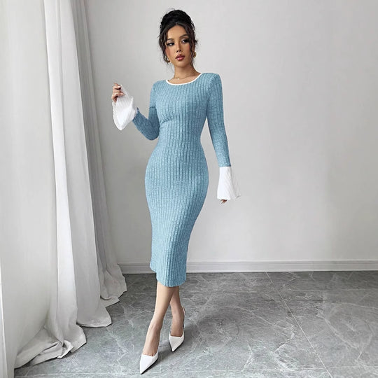 Damen Strickkleid mit weitem Ärmel R&B