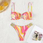 Damen Triangel-Bikini mit dekorativem Rüschendetail und hoch geschnittenem Slip R&B