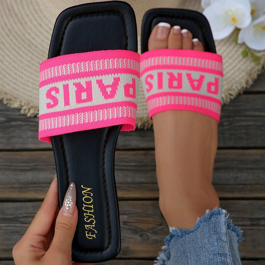 Damen Trendige Sommer-Sandalen mit breitem Riemen und Logo-Applikation R&B