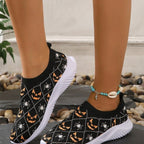 Damen Mode Sneakers mit Halloween-Motiv und rutschfester Sohle R&B