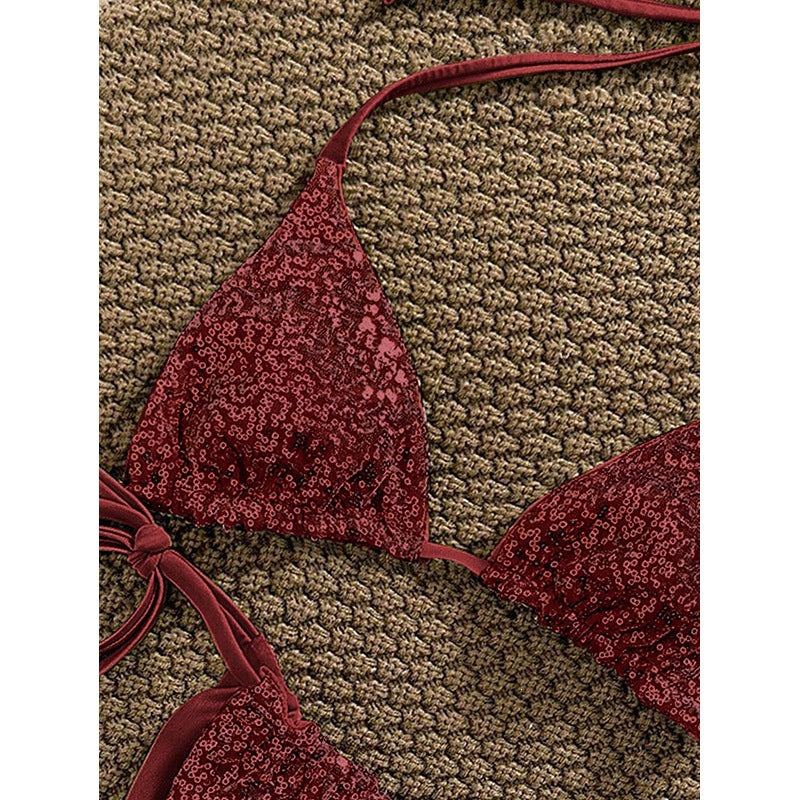 Damen Triangel-Bikini-Set mit verstellbaren Schnürdetails R&B