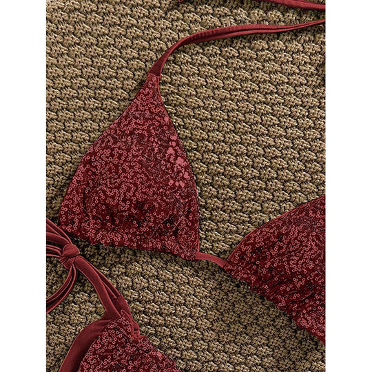 Damen Triangel-Bikini-Set mit verstellbaren Schnürdetails R&B