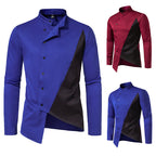 Herren Modern Asymmetrisches Button-Up Hemd R&B