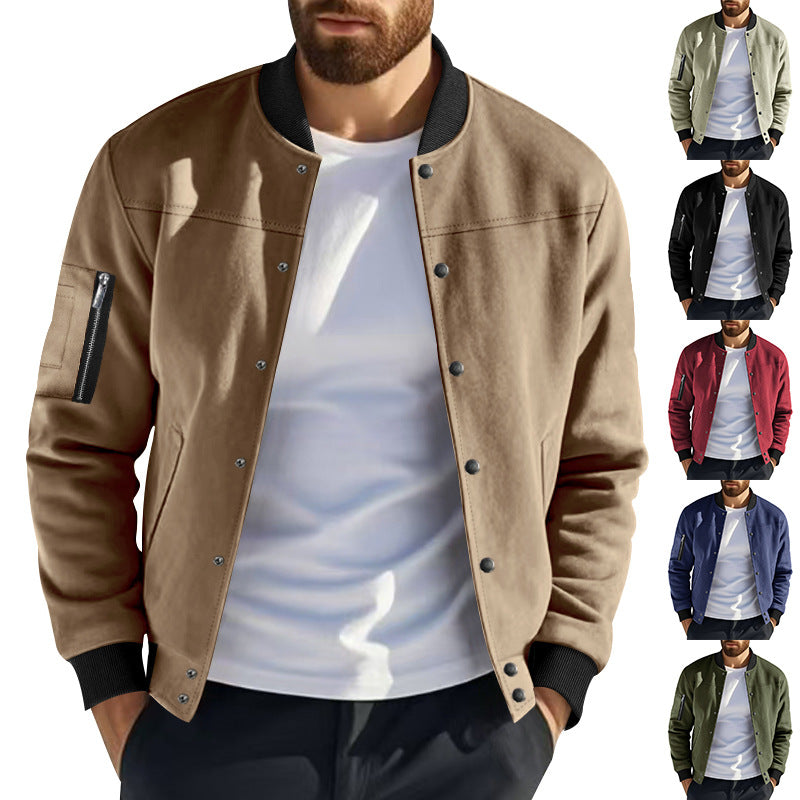 Herren modische Collegejacke mit praktischen Reißverschlusstaschen und elastischen Bündchen R&B