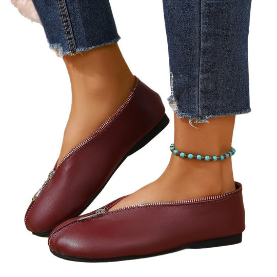 Damen bequeme Schlupfschuhe mit praktischem Reißverschluss R&B