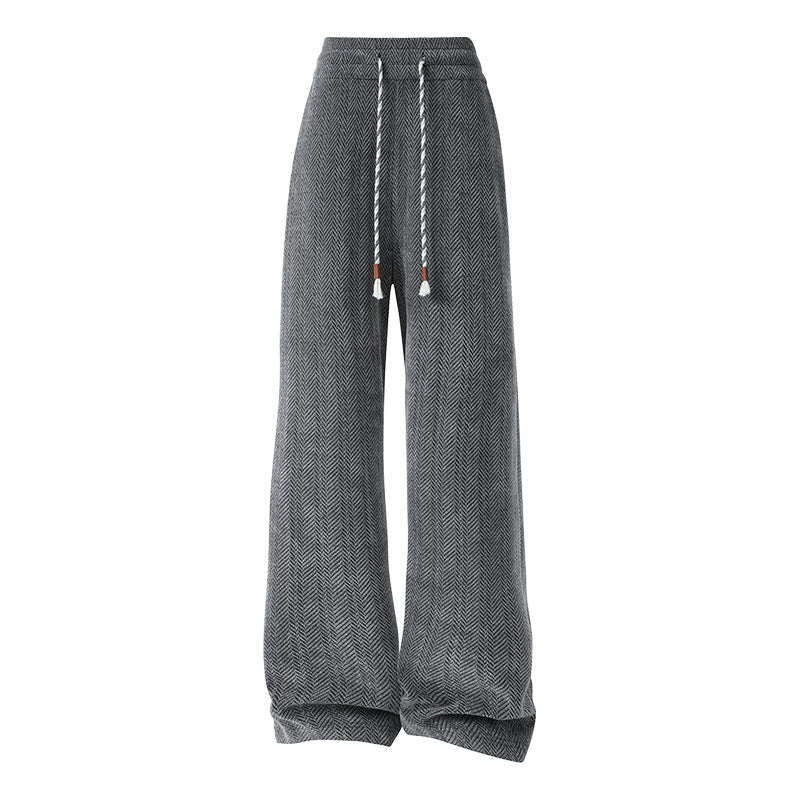 Damen weite Haremshose mit elastischem Bund und trendy Zickzackmuster R&B