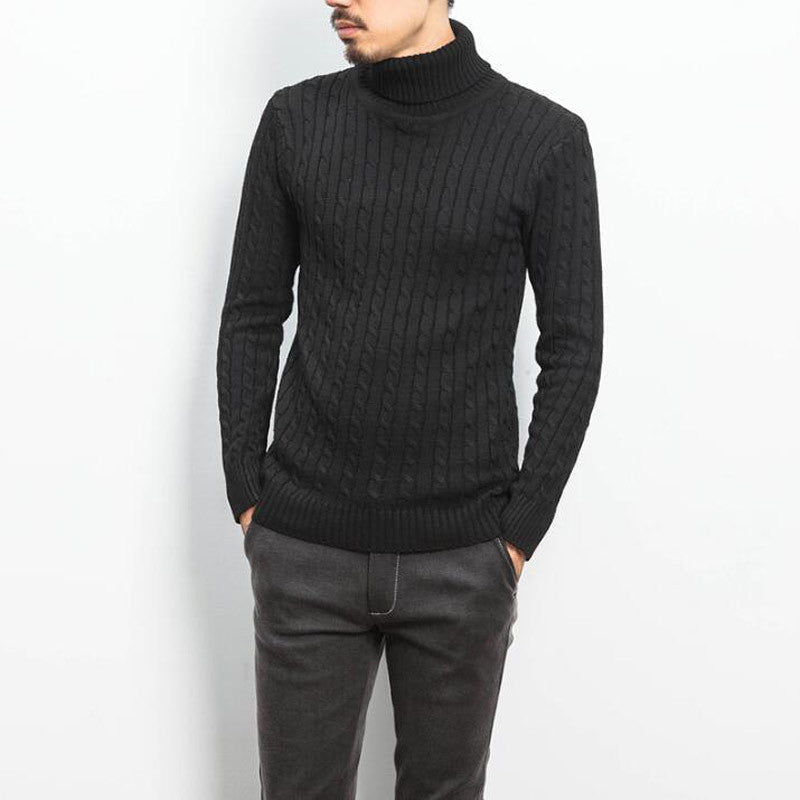 Herren nan Feinstrick-Rollkragenpullover mit Zopfmuster und schmaler Silhouette R&B