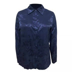 Damen edle Longbluse aus glänzendem Satin mit floralem Muster R&B